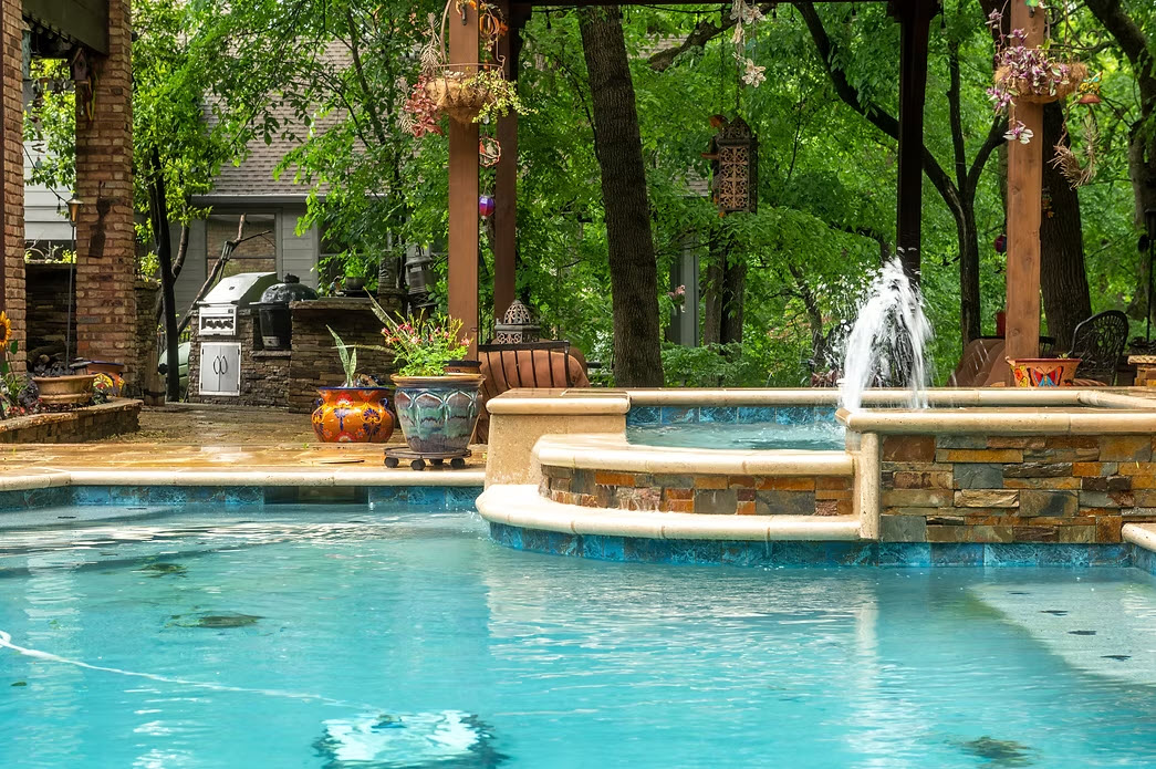 Pool with pergola in North Texas