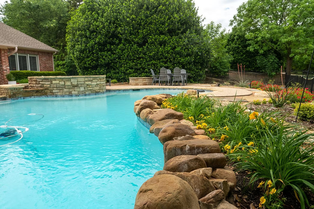 Pool and fire feature in McKinney TX